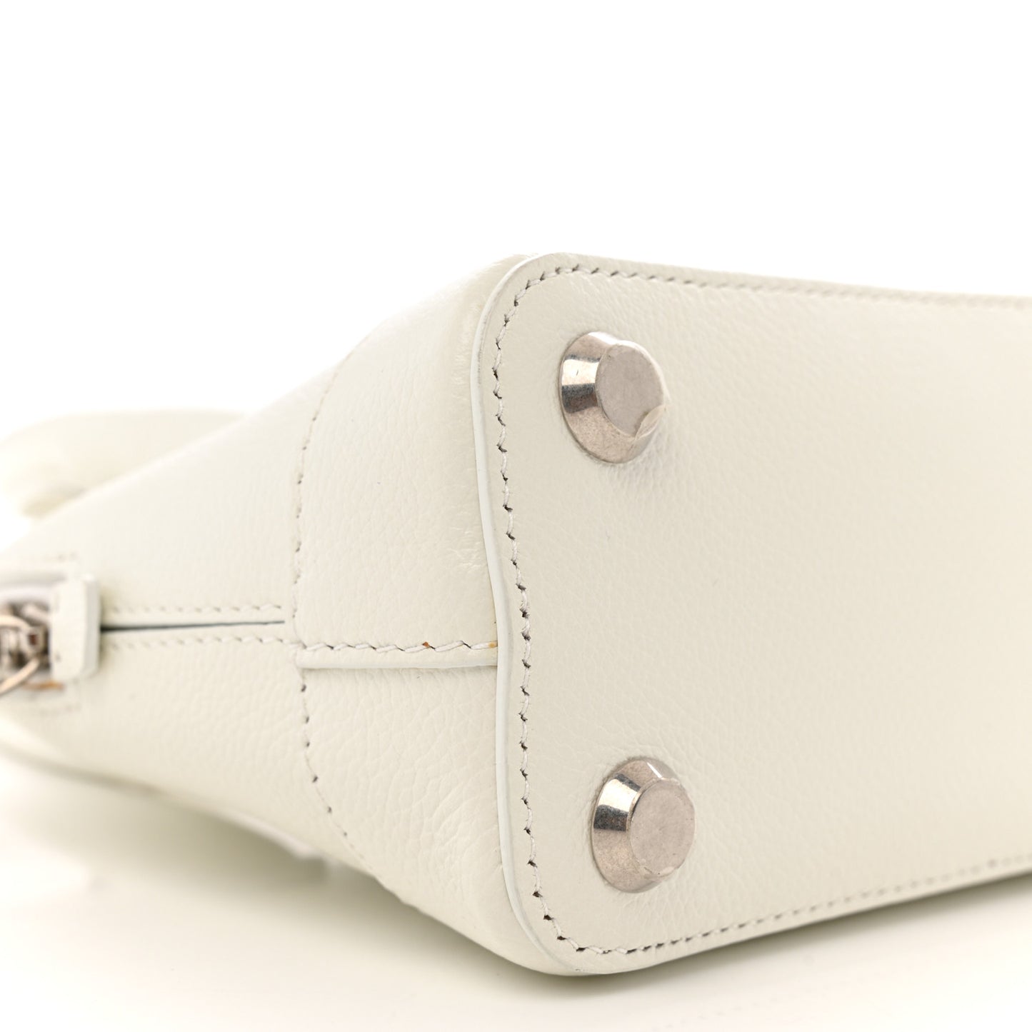 Grained Calfskin XXS Ville Top Handle Bag White Black