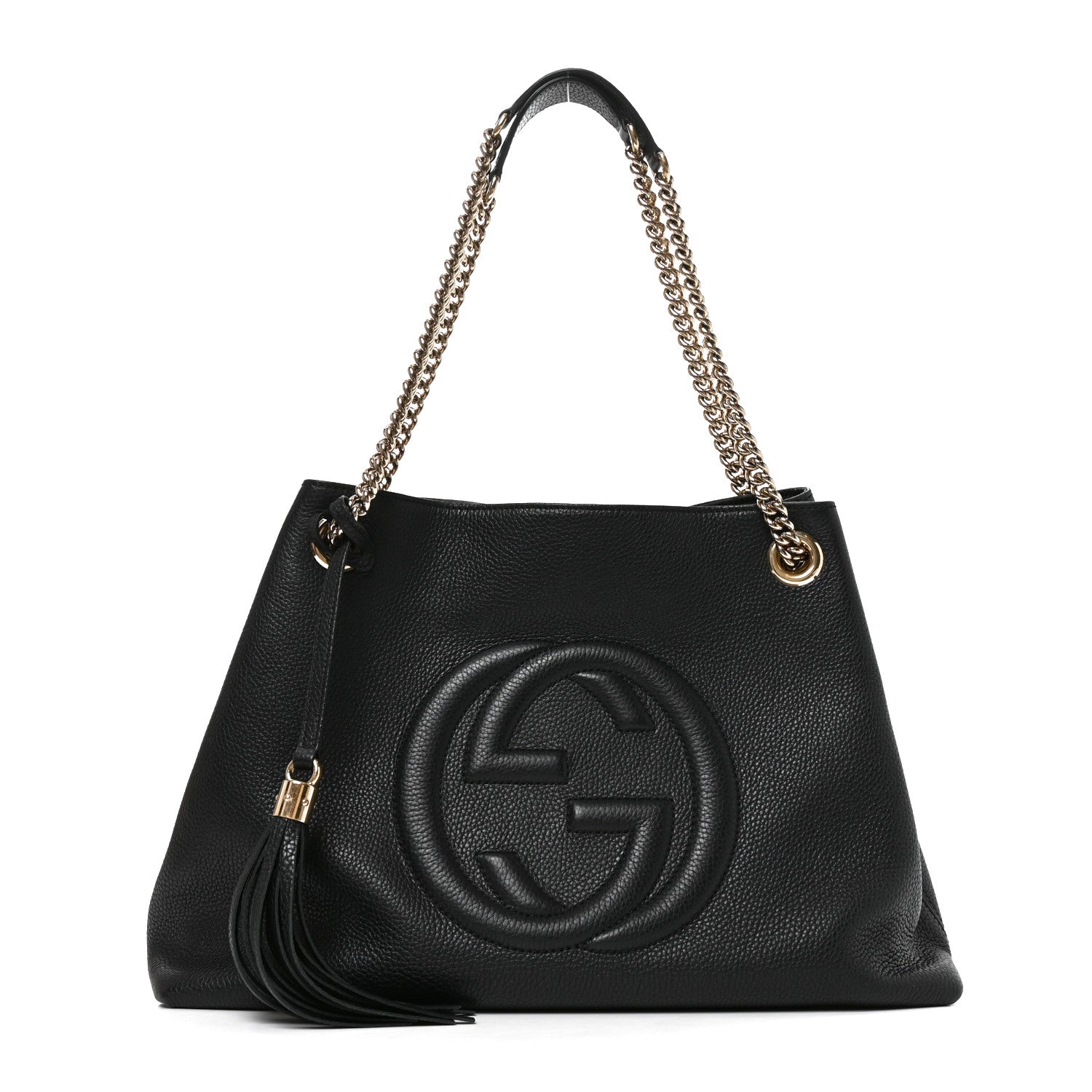 Gucci Pebbled Calfskin Medium Soho Chain Shoulder Bag Black 1 of 9