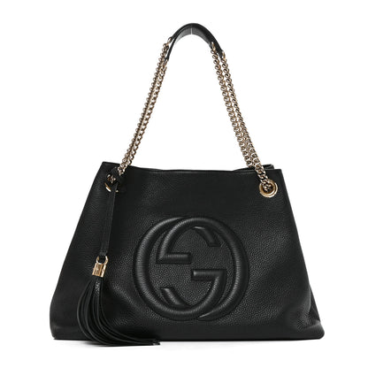 Gucci Pebbled Calfskin Medium Soho Chain Shoulder Bag Black 1 of 9