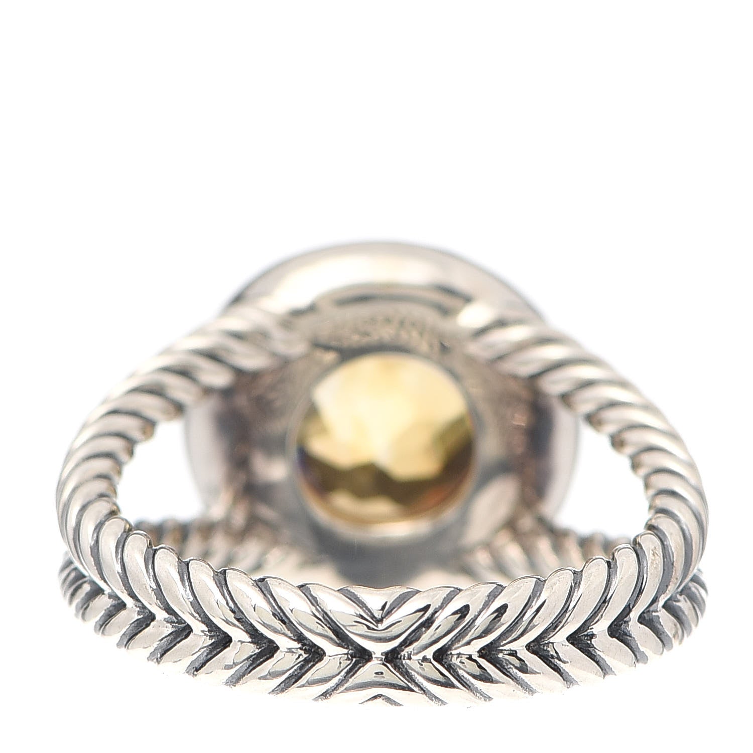 David Yurman Sterling Silver Diamond Citrine 8mm Petite Cerise Ring 54 7 3 of 4