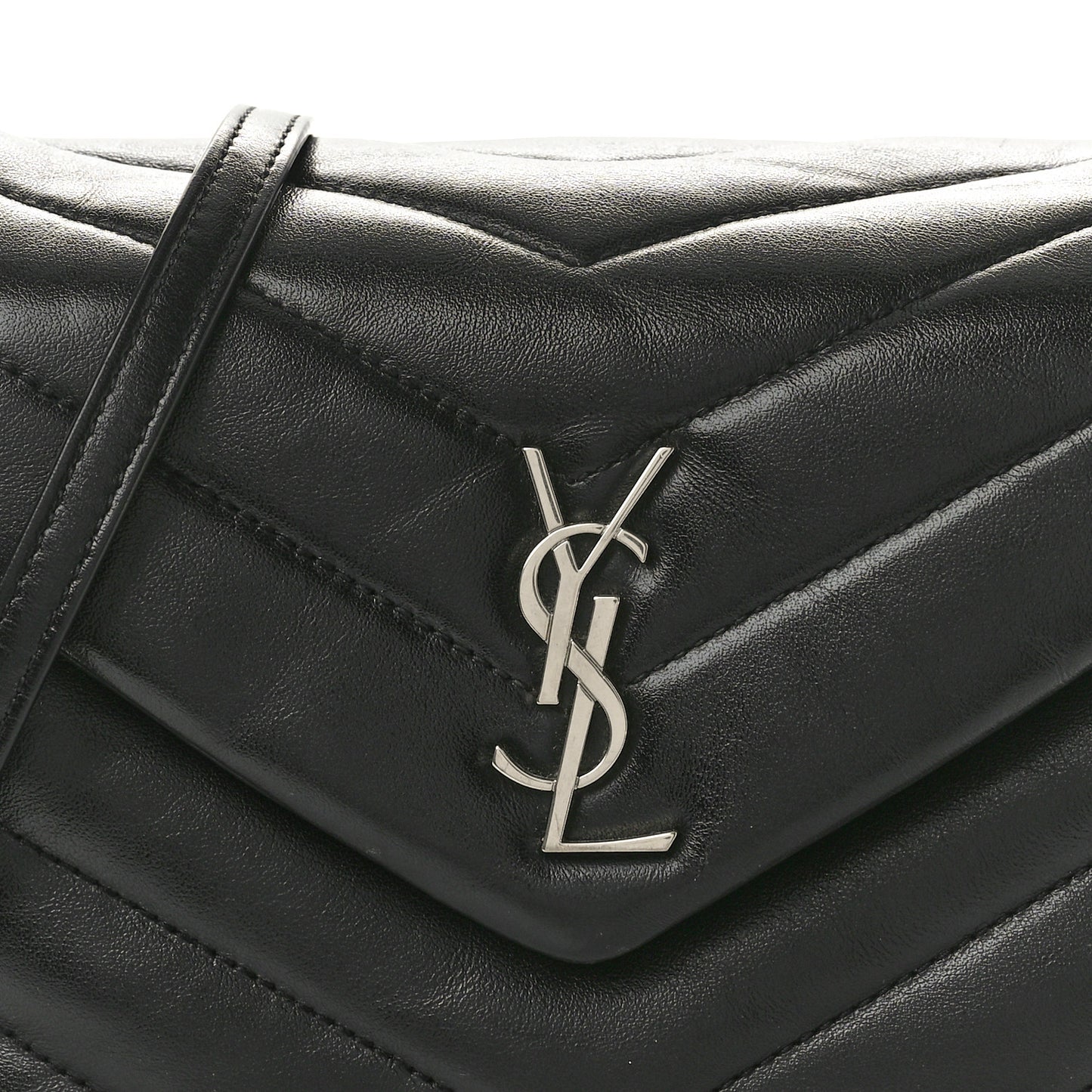 Calfskin Y Quilted Monogram Toy Loulou Crossbody Bag Black