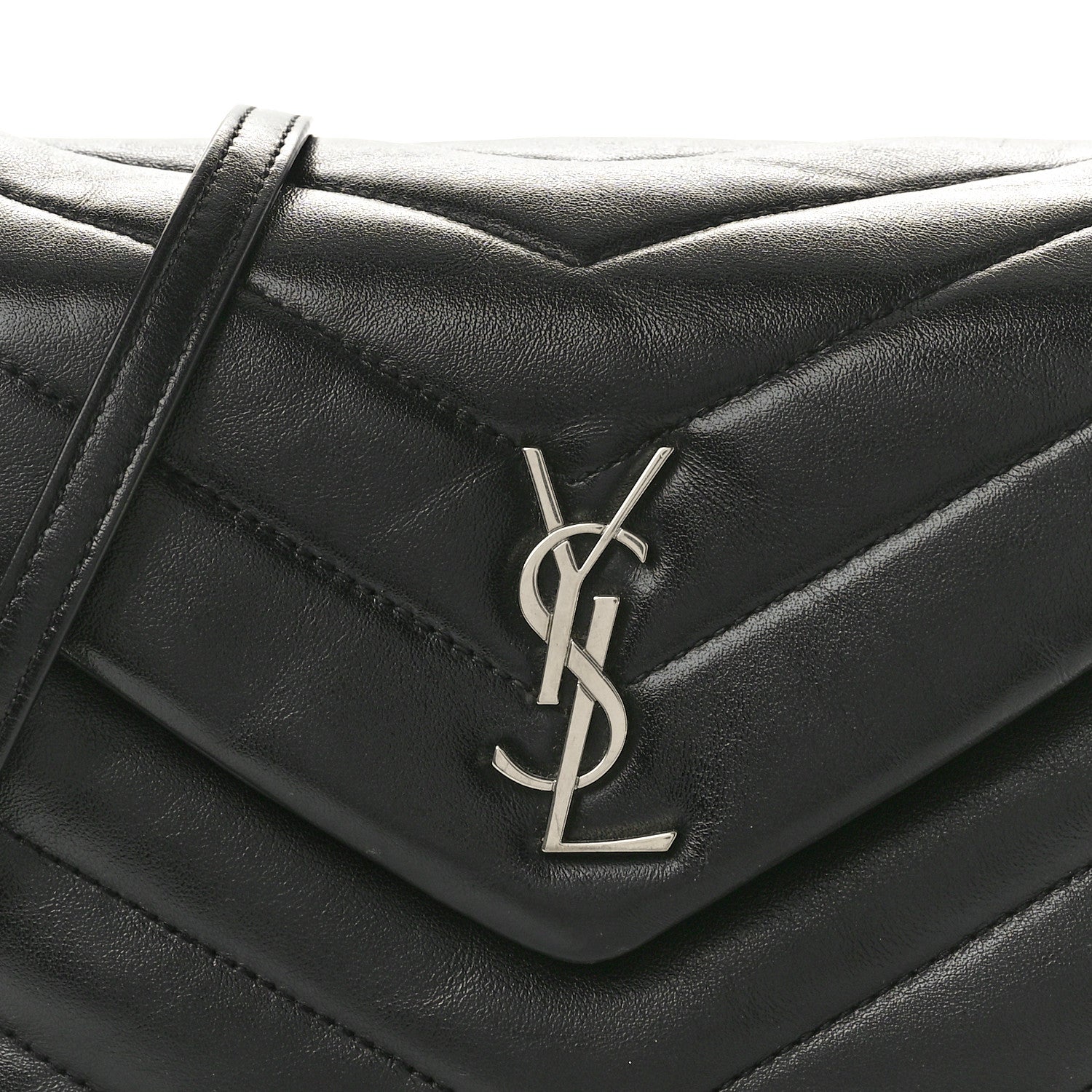 Saint Laurent Calfskin Y Quilted Monogram Toy Loulou Crossbody Bag Black 10 of 13