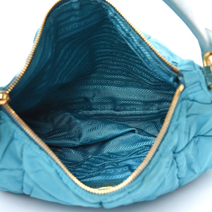 Prada Tessuto Nylon Chevron Quilted Shoulder Bag Turchese 5 of 11