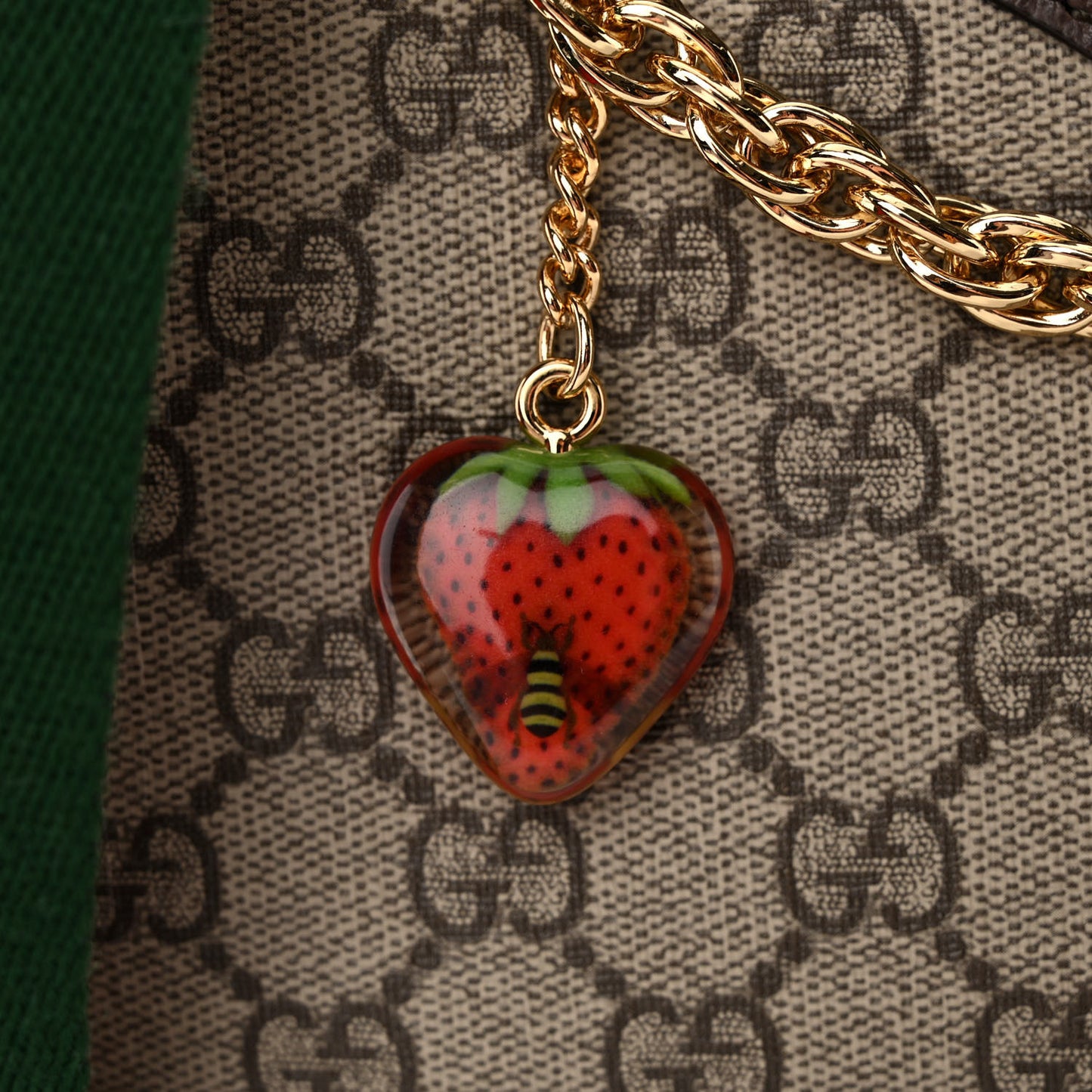 GG Supreme Monogram Textured Dollar Calfskin Web Small Ophidia GG Handbag Beige Ebony New Acero