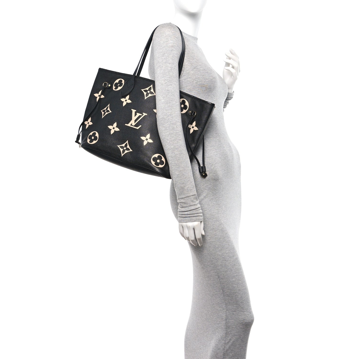 Louis Vuitton Empreinte Monogram Giant Neverfull MM Black Beige 2 of 10