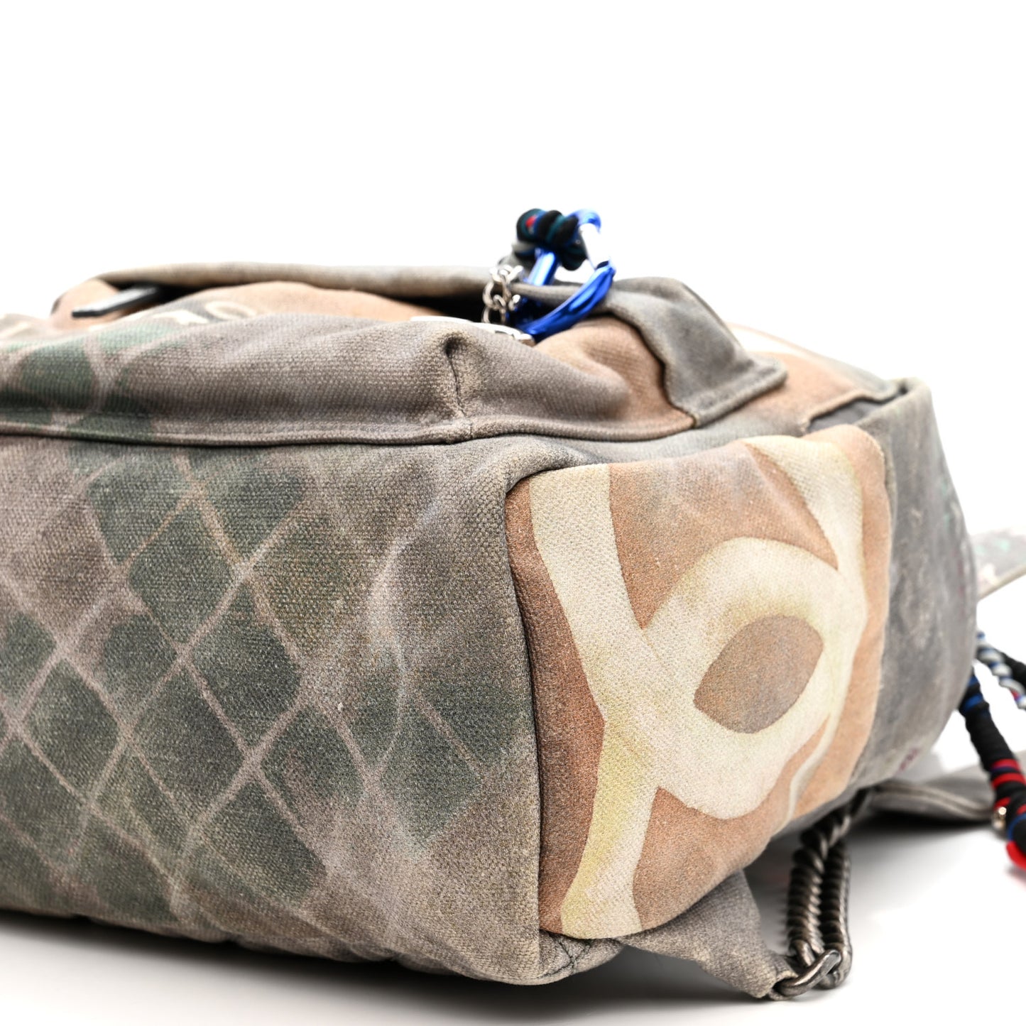 Graffiti Printed Canvas Medium Backpack Grey