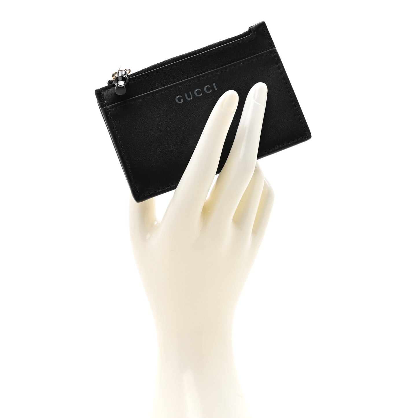 Calfskin Bamboo Coin Purse Black