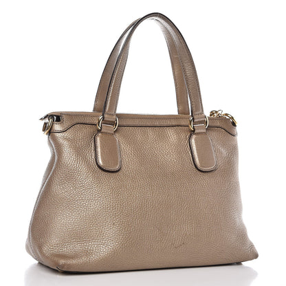 Gucci Metallic Cellarius Calfskin Small Soho Top Handle Satchel Golden Beige 3 of 18