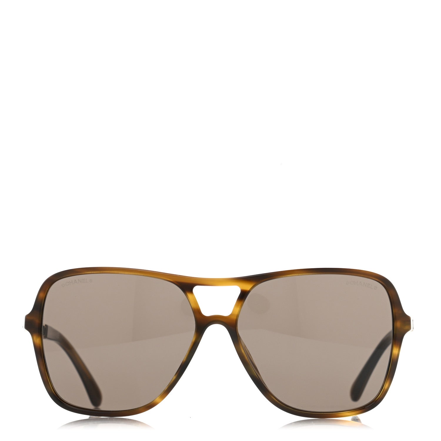 Chanel Metal Calfskin CC Chain Pilot Sunglasses 5439-Q Green Tortoise 2 of 8