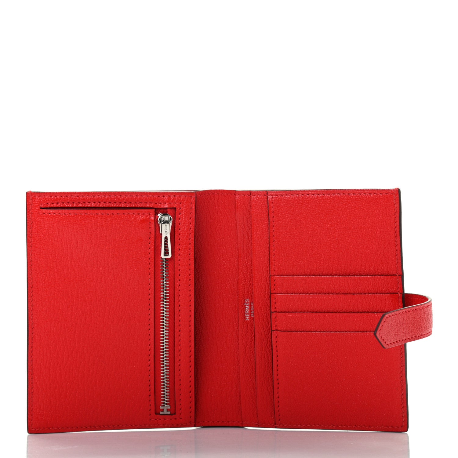 Hermes Chevre Mysore Bearn Compact Wallet Rouge De Coeur 5 of 7