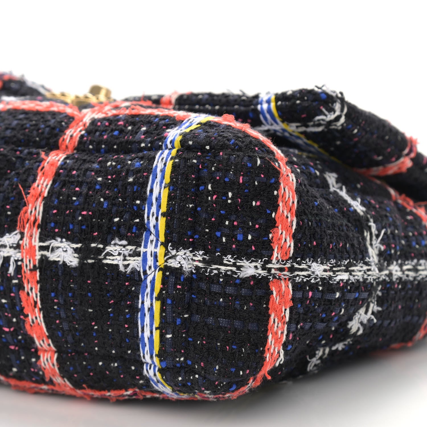 Chanel Tweed Quilted Large Chanel 19 Flap Black Orange Blue 6 of 10