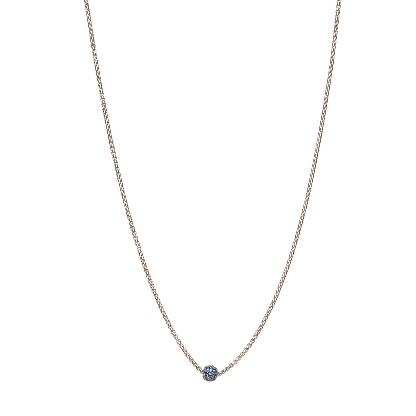 Sterling Silver Blue Sapphire 6mm Petite Pave Necklace
