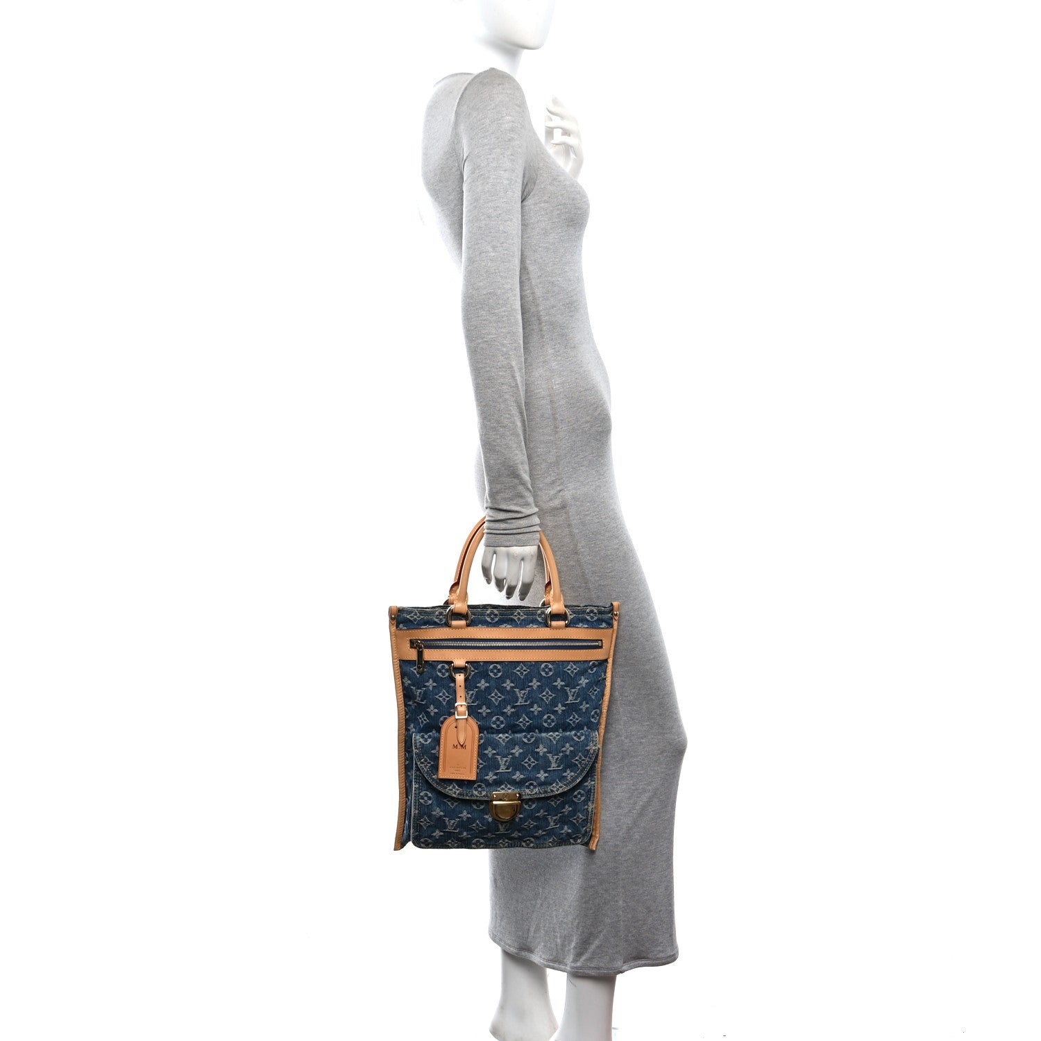 Louis Vuitton Monogram Denim Sac Plat Blue 2 of 9