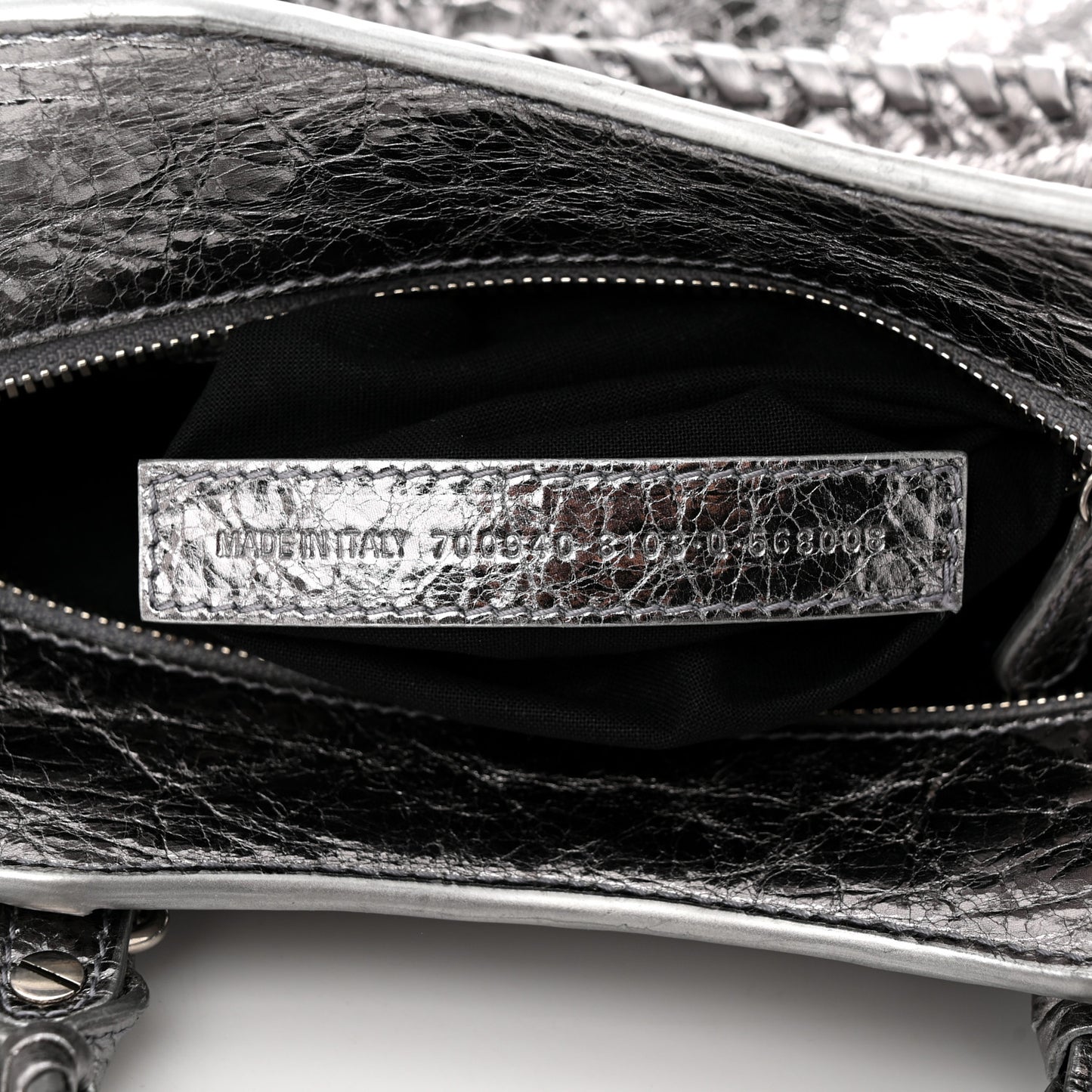 Agneau Arena Crystal Neo Cagole Handbag XS Silver