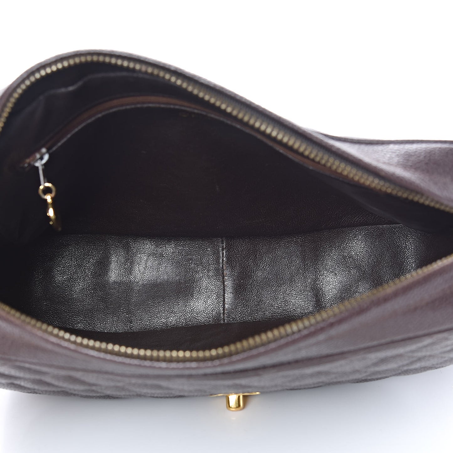 Caviar Quilted Flap Camera Case Brown