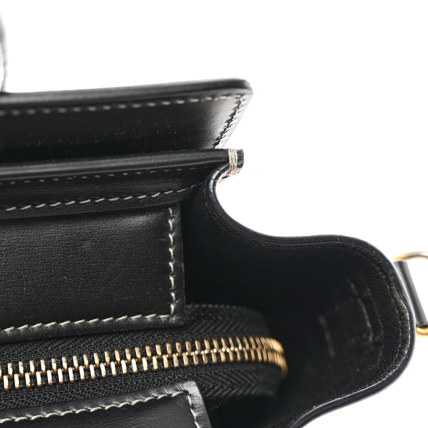 Glazed Calfskin Nano Bi-Color Luggage Black Taupe