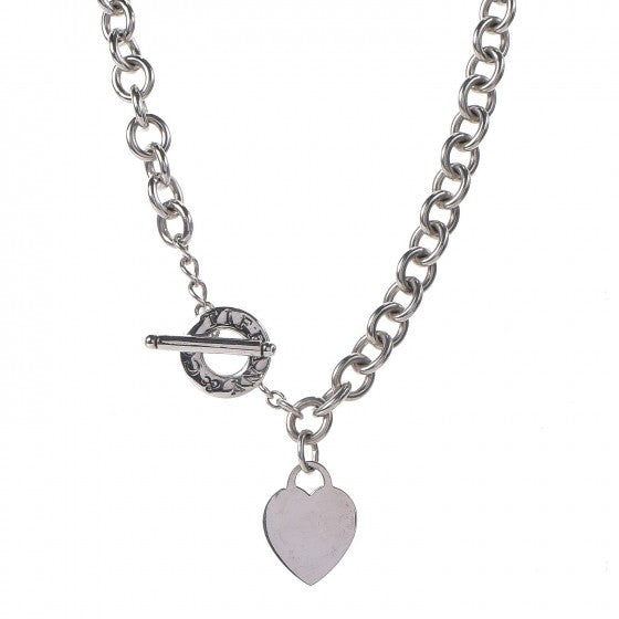 Tiffany Sterling Silver Heart Tag Toggle Necklace 1 of 6