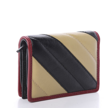 Gucci Azalea Calfskin Matelasse Diagonal Patchwork Torchon GG Marmont Card Case Wallet Black Beige Romantic Cerise 3 of 6