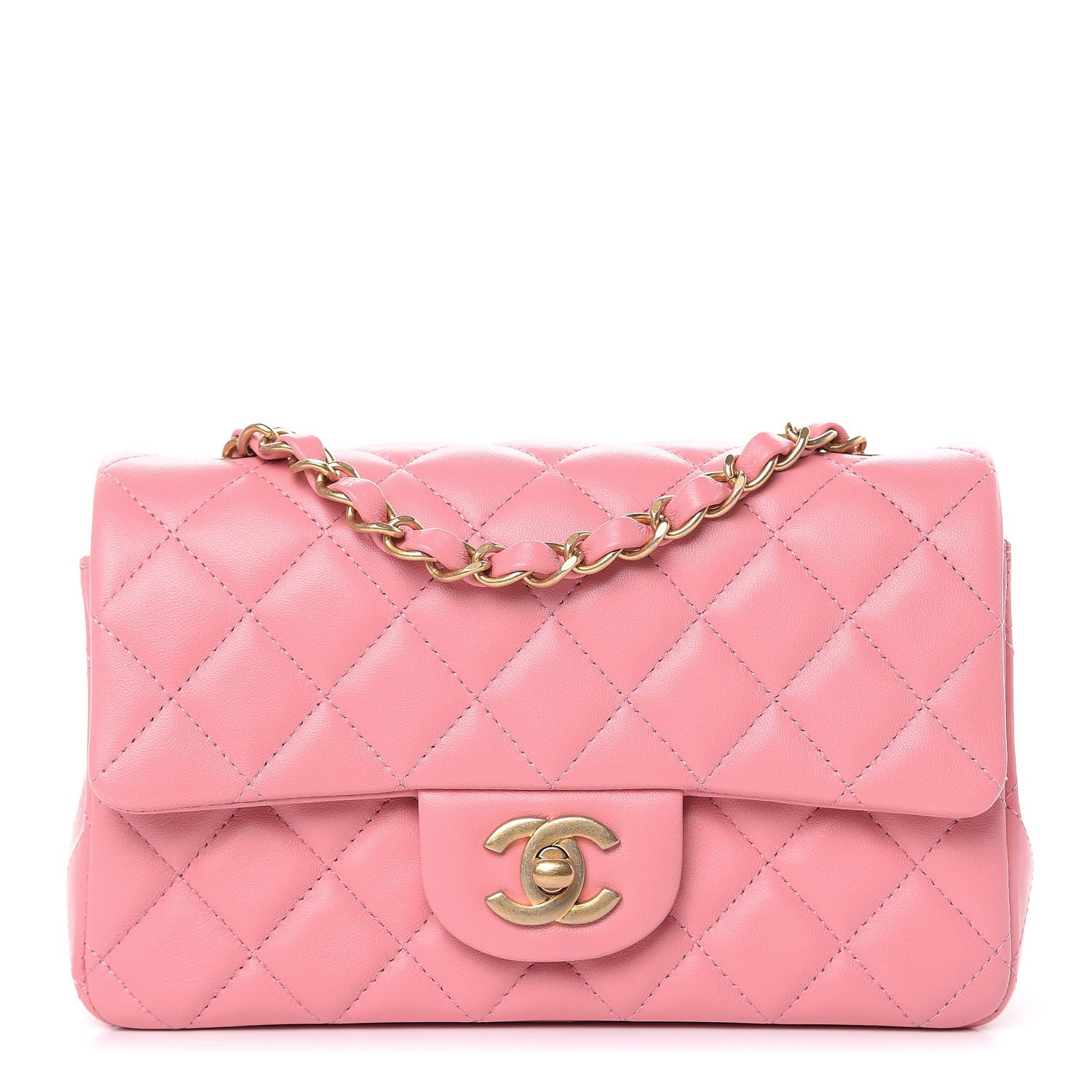 Chanel Lambskin Quilted Mini Rectangular Flap Pink 1 of 11
