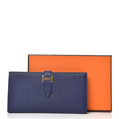 Hermes Chevre Mysore Bearn Gusset Wallet Bleu Encre 10 of 10