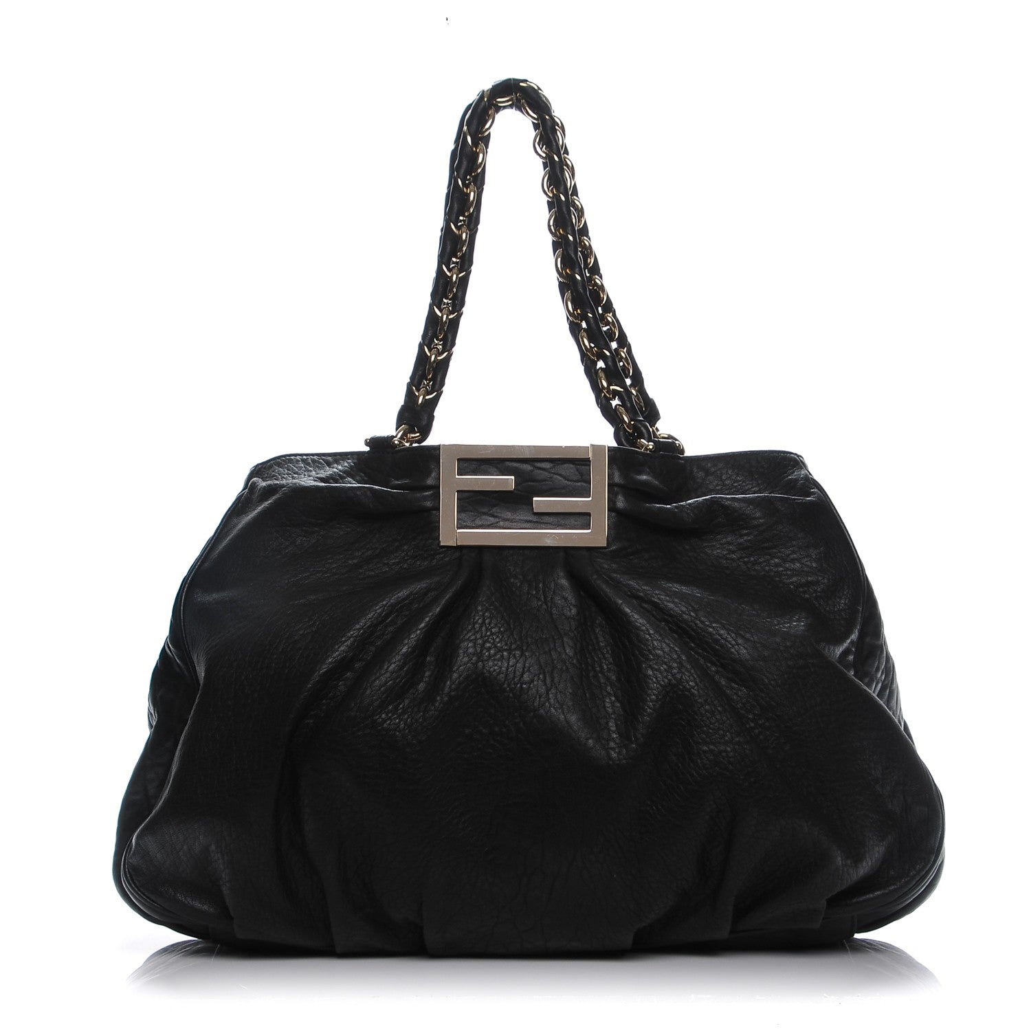 Fendi Crinkled Lambskin Mia Tote Black 1 of 6