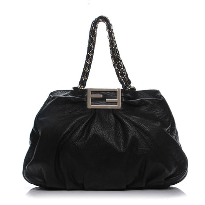 Fendi Crinkled Lambskin Mia Tote Black 1 of 6