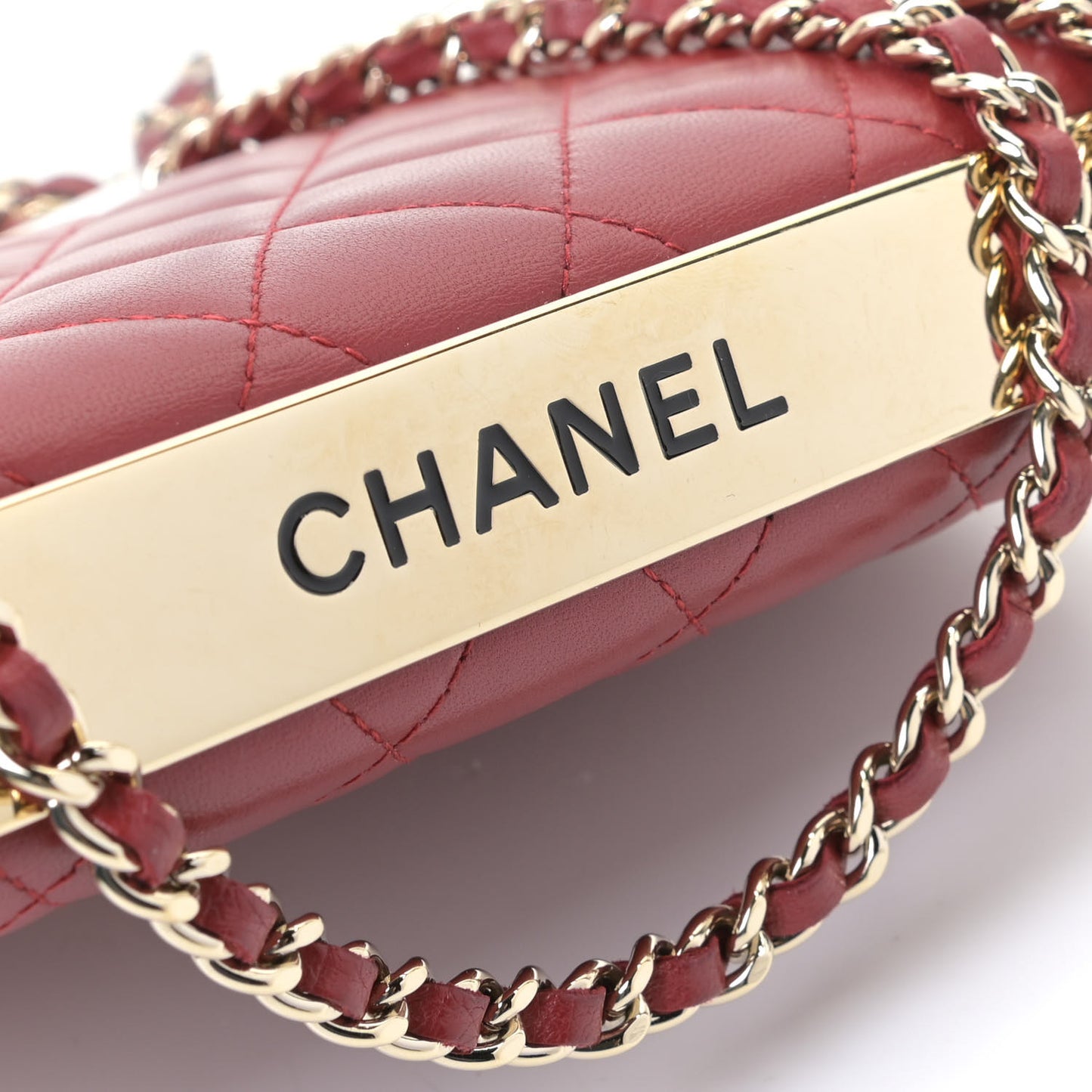 Lambskin Quilted Trendy CC Wallet On Chain WOC Red