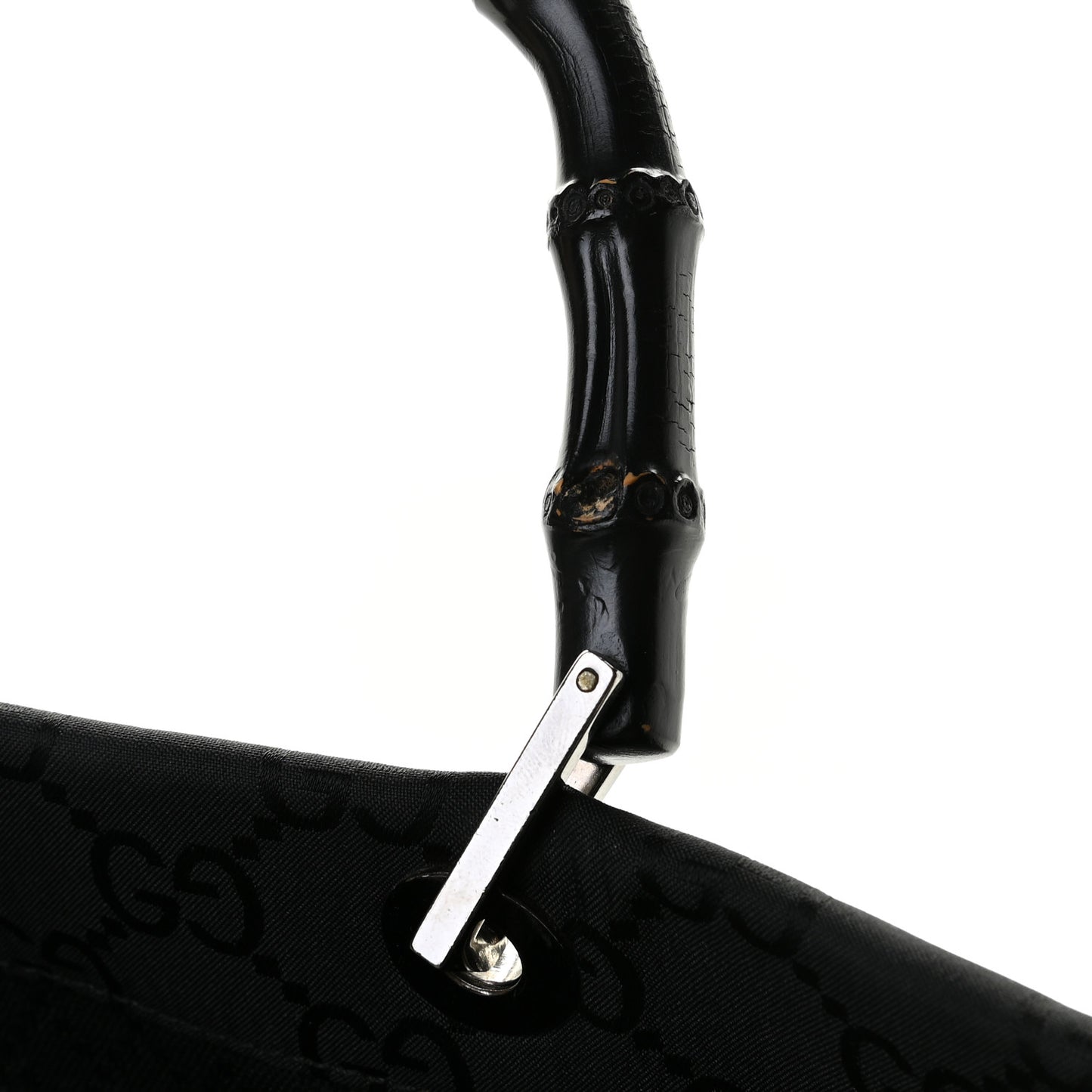 Nylon Monogram Bamboo Handle Bag Black