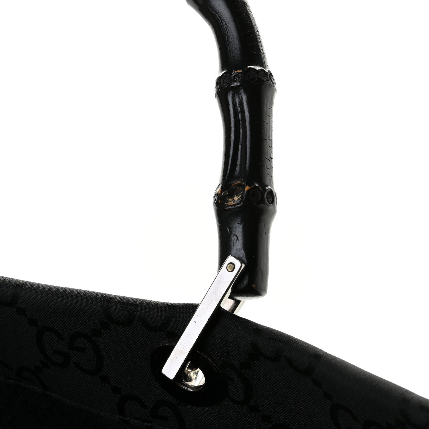 Gucci Nylon Monogram Bamboo Handle Bag Black 7 of 11