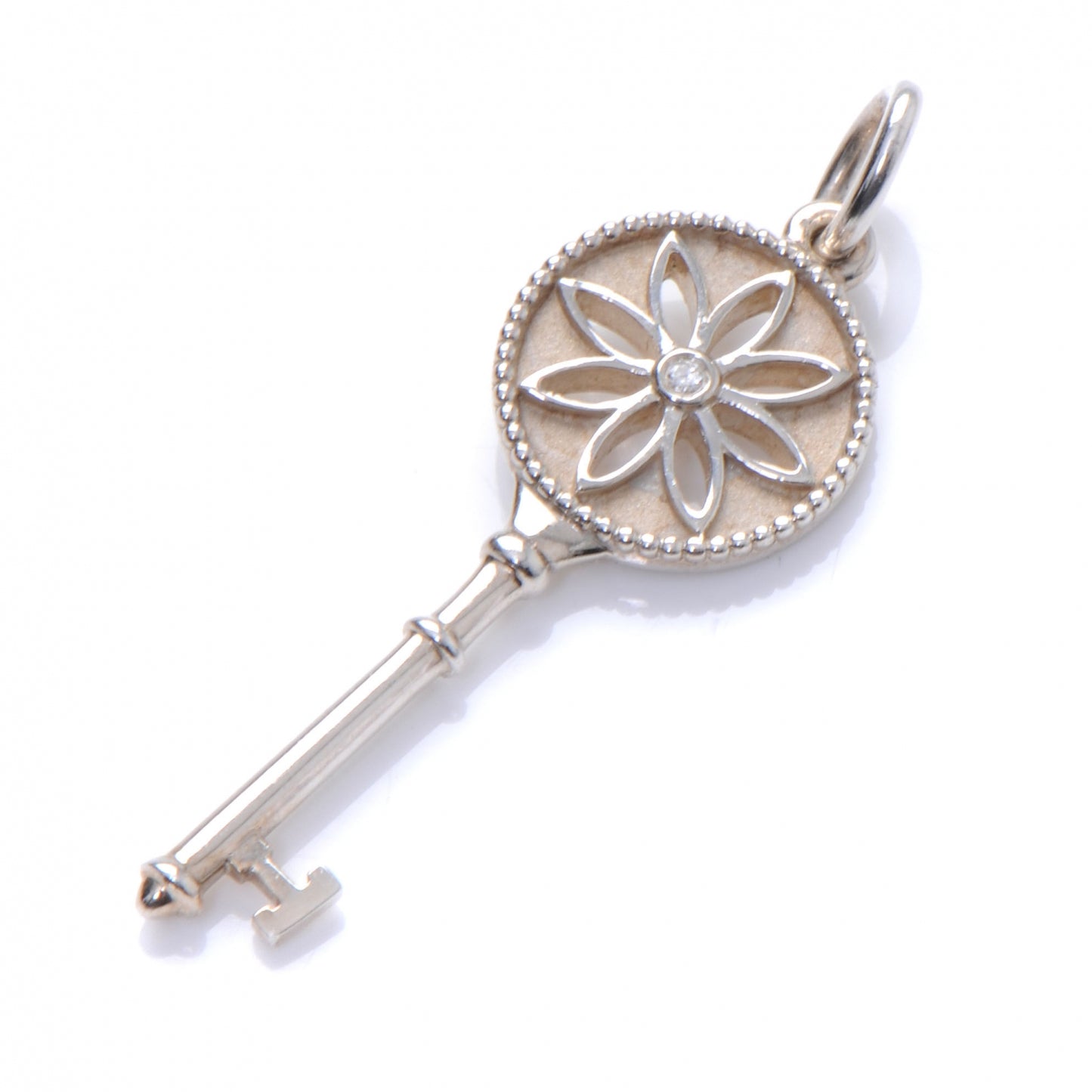 Sterling Silver Diamond Small Daisy Key Pendant