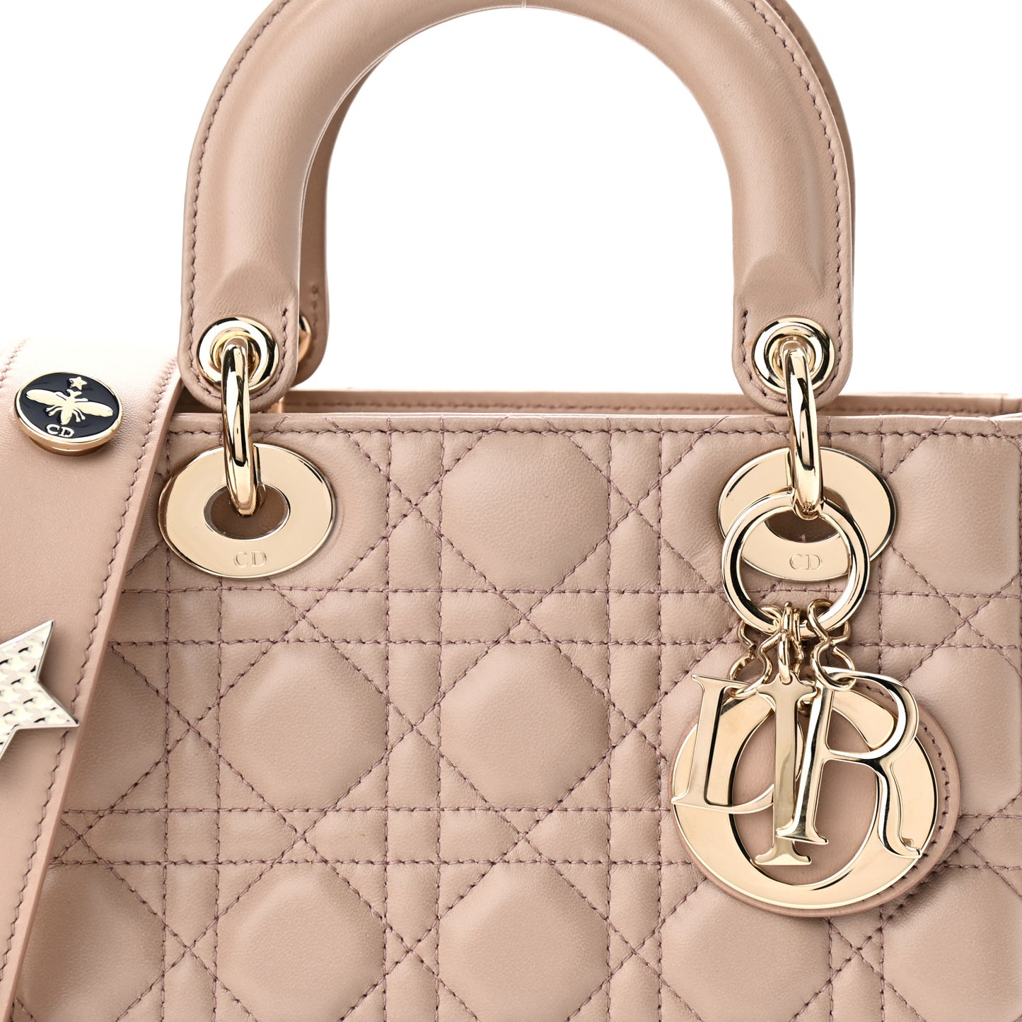 Lambskin Cannage Small Lucky Badges My Lady Dior Taupe