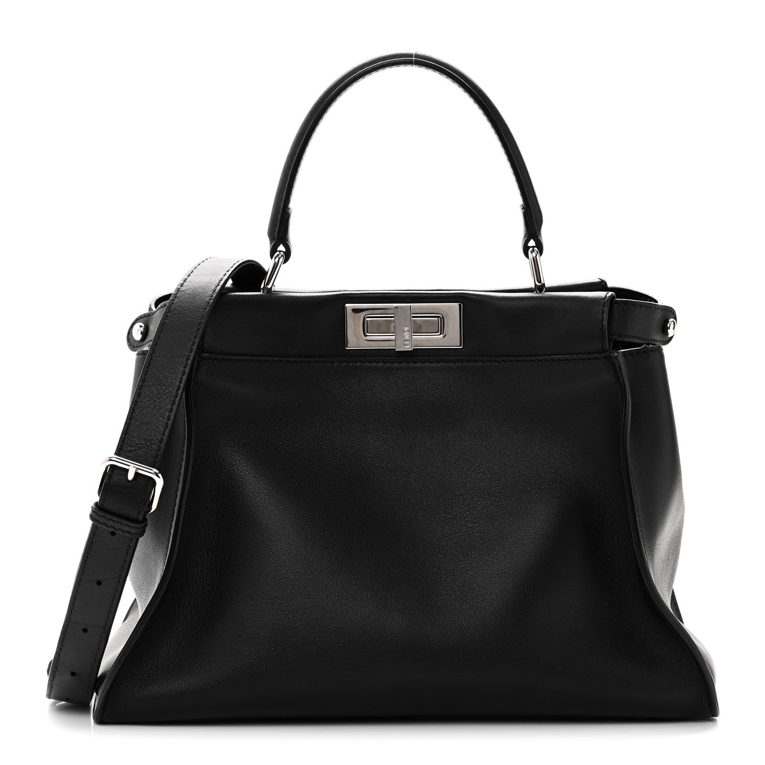 Fendi Vitello Seta Snakeskin Crocodile Monster Eyes Medium Peekaboo Iconic Satchel Black Girasole 1 of 10