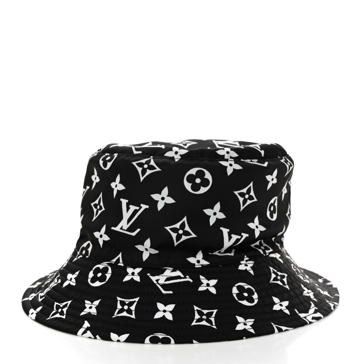 Louis Vuitton Nylon Monogram Reversible Bob Bucket Hat S Black White 9 of 14