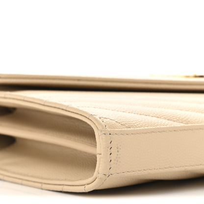 Saint Laurent Grain De Poudre Matelasse Chevron Monogram Chain Wallet Nude Powder 9 of 13