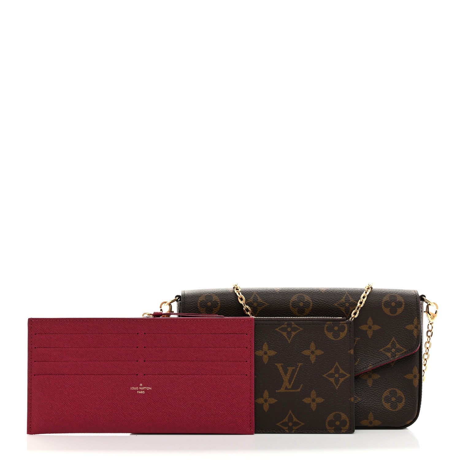 Louis Vuitton Monogram Pochette Felicie Chain Wallet Fuchsia 3 of 12