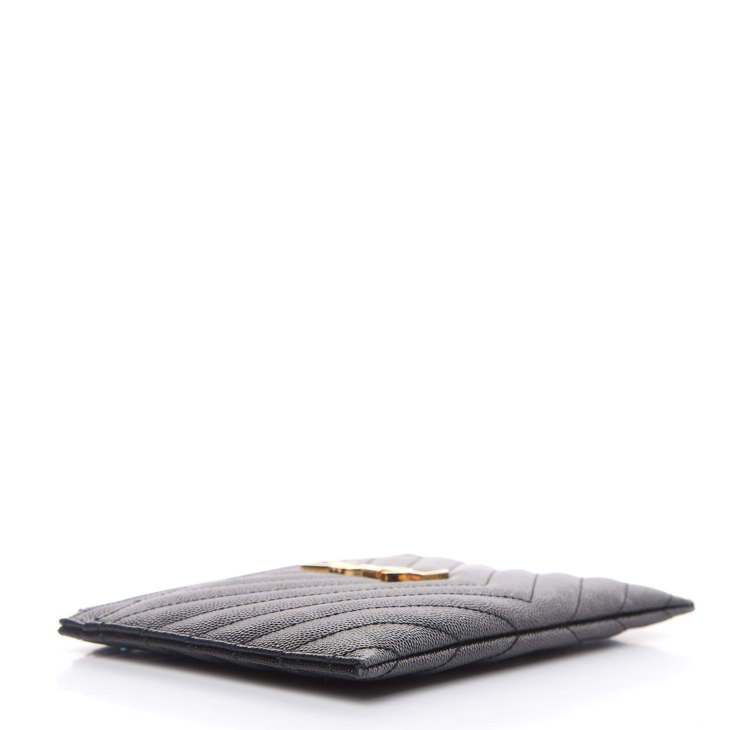 Saint Laurent Grain De Poudre Chevron Monogram Bill Pouch Black 4 of 12