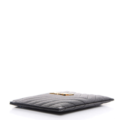 Saint Laurent Grain De Poudre Chevron Monogram Bill Pouch Black 4 of 12
