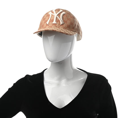 Gucci X MLB Monogram NY Yankees Baseball Hat 57-61 Beige Ruggine 2 of 9