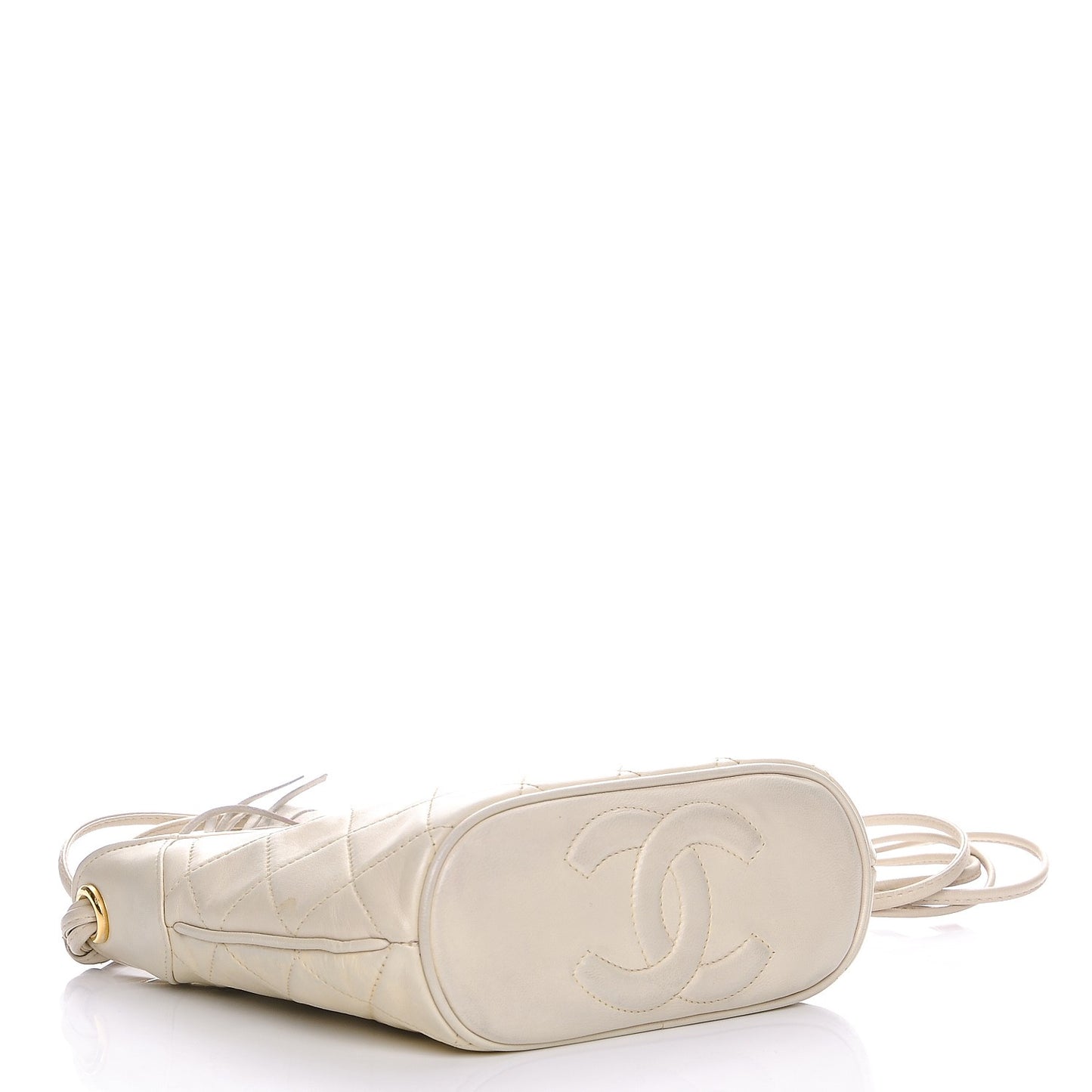 Lambskin Quilted Tassel Bag Beige Clair