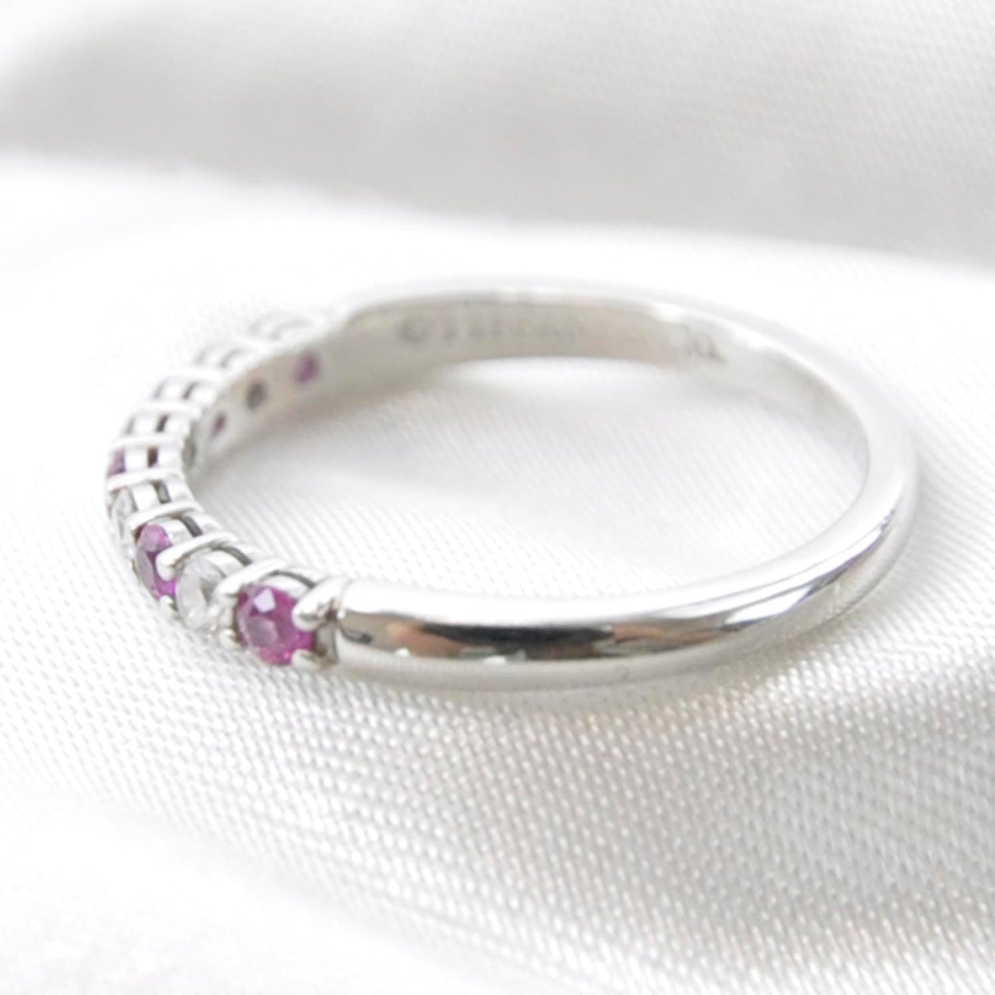 Platinum Diamond Pink Sapphire Ring 6