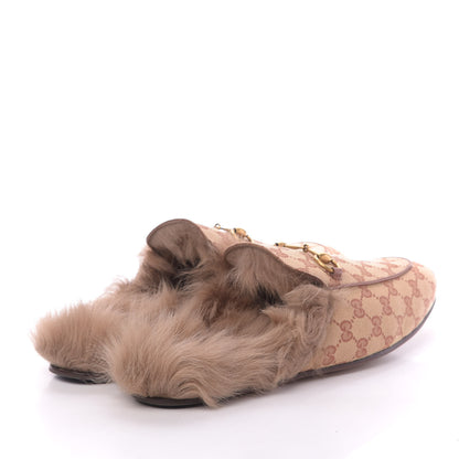 Gucci GG Monogram Fur Mens Princetown Slippers 12 Beige Ruggine Rust 4 of 9