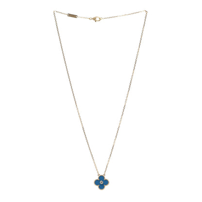 Van Cleef & Arpels 18K Yellow Gold Diamond Celestial Blue Sevres Porcelain Vintage Alhambra Pendant Necklace 3 of 5
