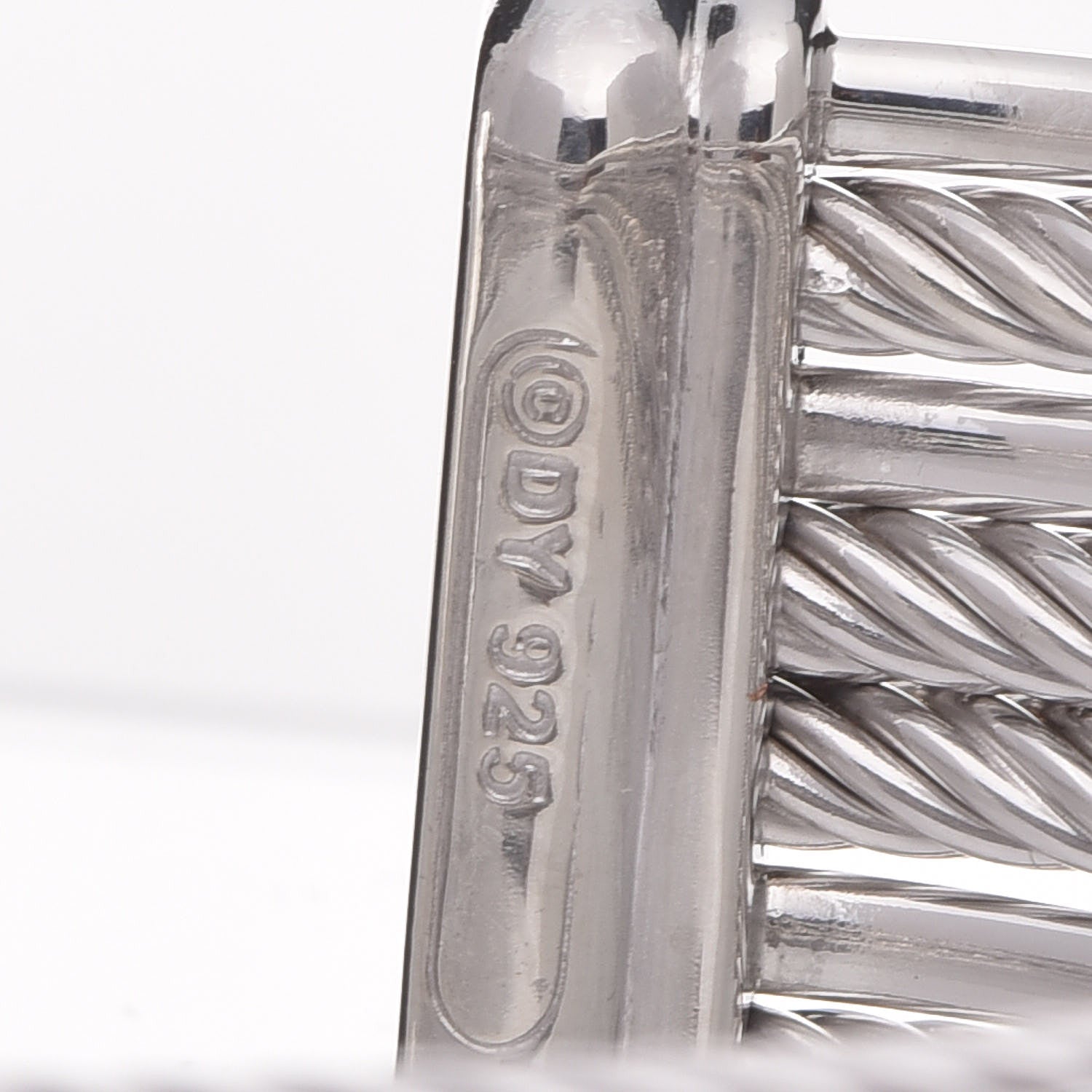 David Yurman Sterling Silver Diamond Crossover Four Row Cuff Bracelet 4 of 4