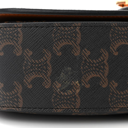 Celine Triomphe Canvas Calfskin Tabou Clutch on Strap Tan 10 of 10