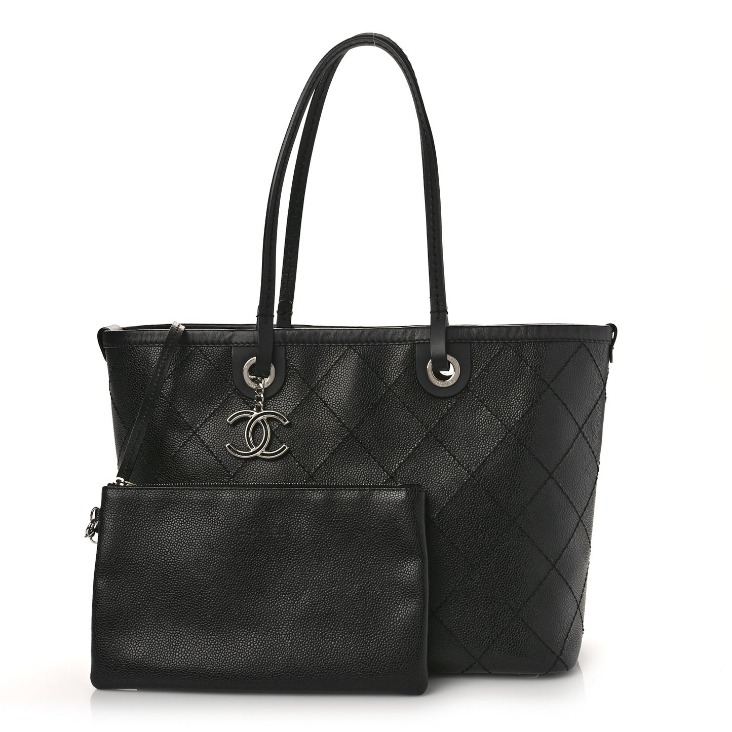 Grained Calfskin Shopping Fever Tote Black