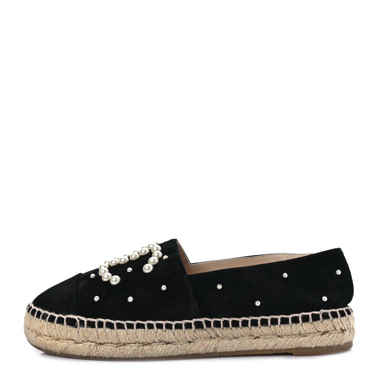 Chanel Suede Pearl CC Espadrilles 37 Black 1 of 8