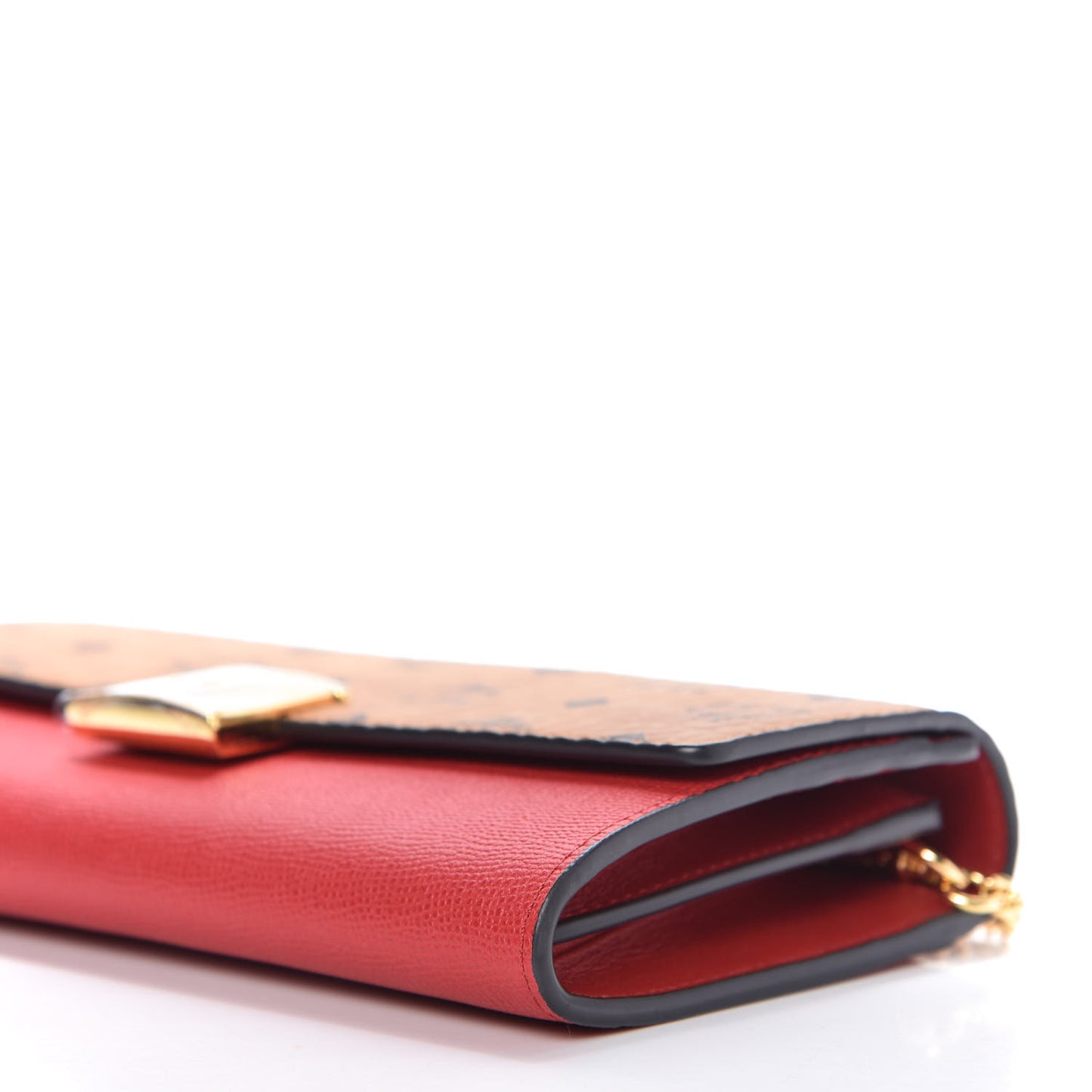 Visetos Calfskin Large Mena Crossbody Wallet On Chain Cognac Ruby Red