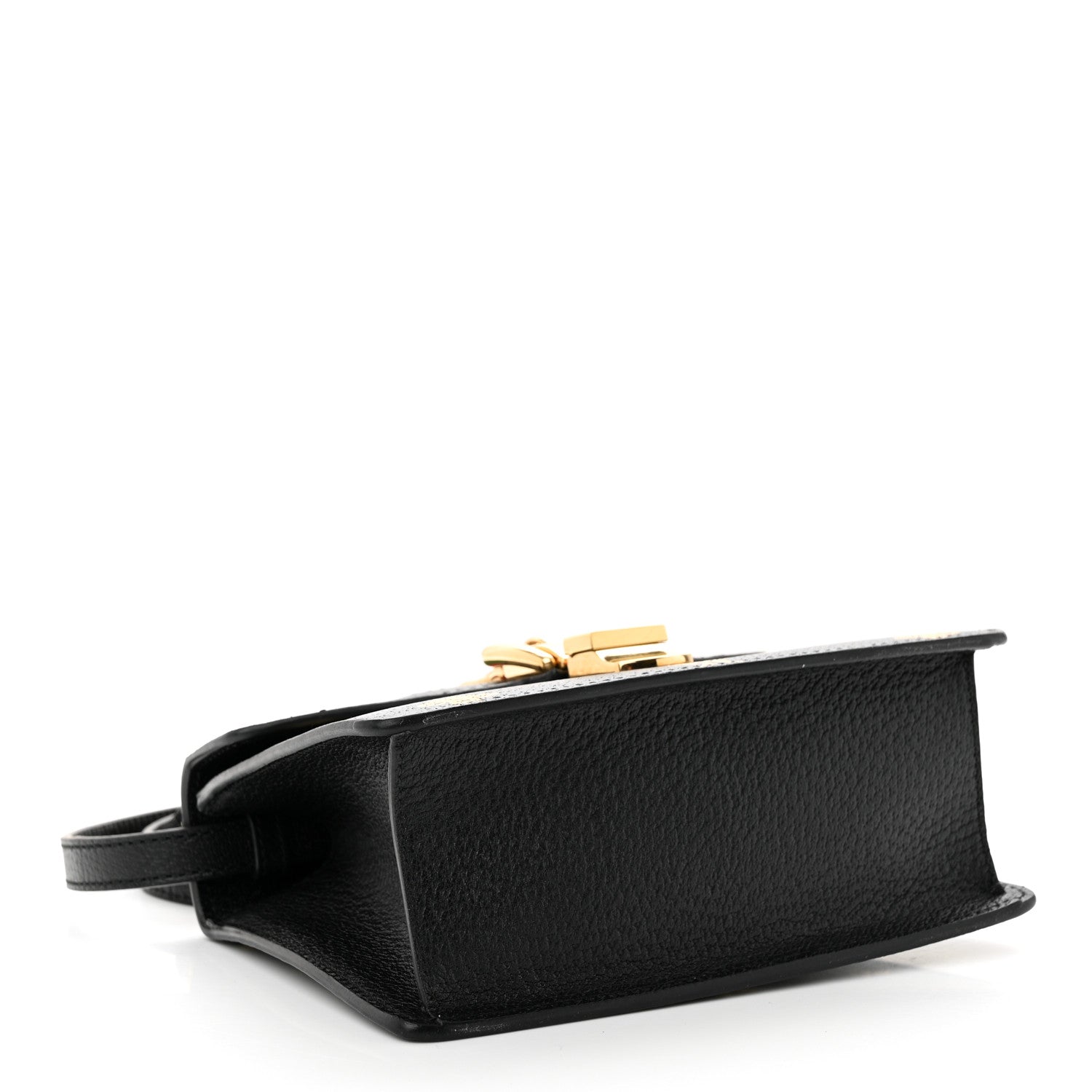 Gucci Textured Calfskin Bee Star Print Mini Sylvie Top Handle Bag Black 4 of 13