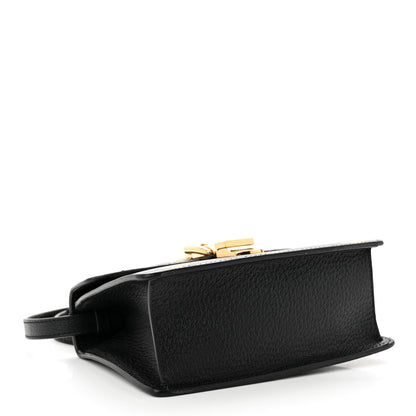 Gucci Textured Calfskin Bee Star Print Mini Sylvie Top Handle Bag Black 4 of 13