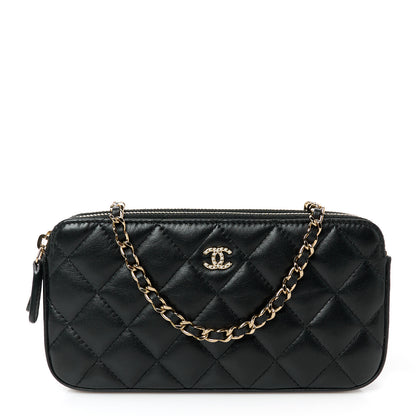 Chanel Lambskin Quilted Pearl Clutch With Chain Black 1 of 13